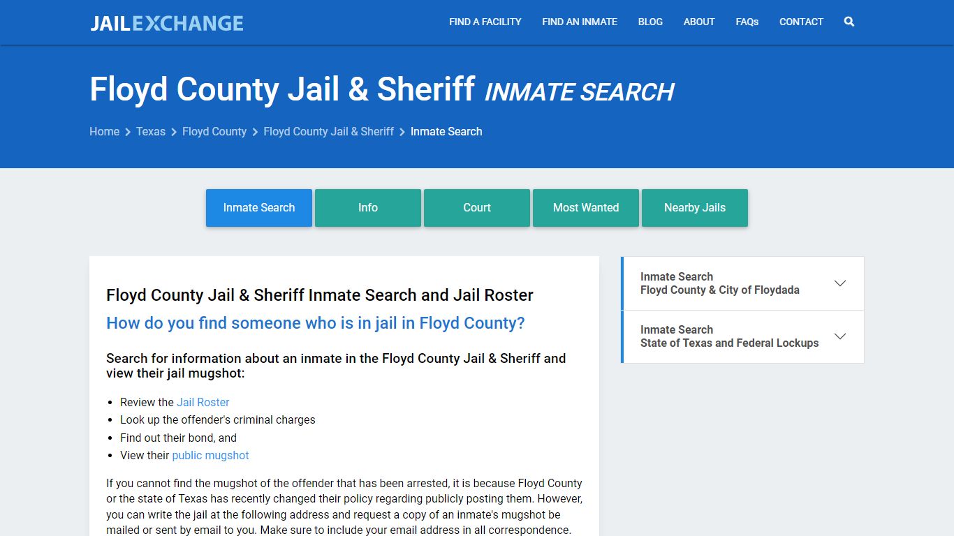 Inmate Search: Roster & Mugshots - Floyd County Jail & Sheriff, TX
